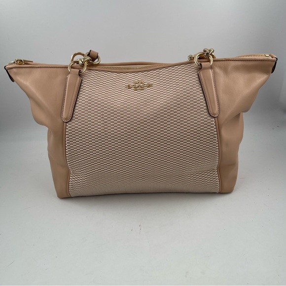NEW! Coach Ava Camel Ivory Large Chain Colorblock Jacquard Tote Bag - Picture 12 of 12
